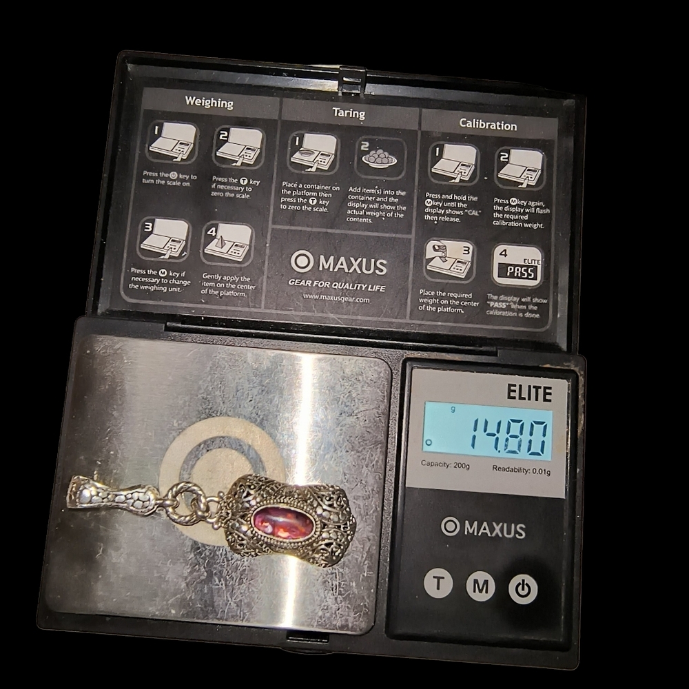 Sarda Bali Pink Abalone Quartz Triplet Pendant Enhancer Magnetic Clasp Mint - Picture 10 of 10